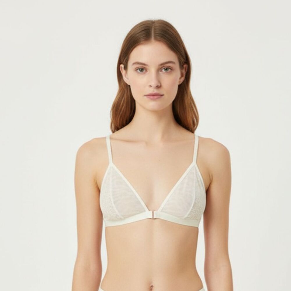 Chelsea 28 Ivory Peek A Boo Wire Free Front Close Bralette Bra NEW XS